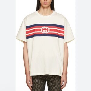 Gucci Ivory Tee with Red and Navy Stripes